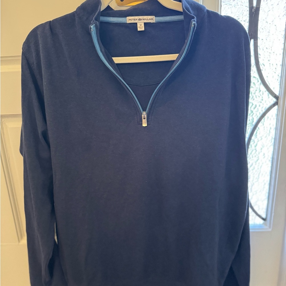 Peter Millar Men's Blue Zip-Up Sweater